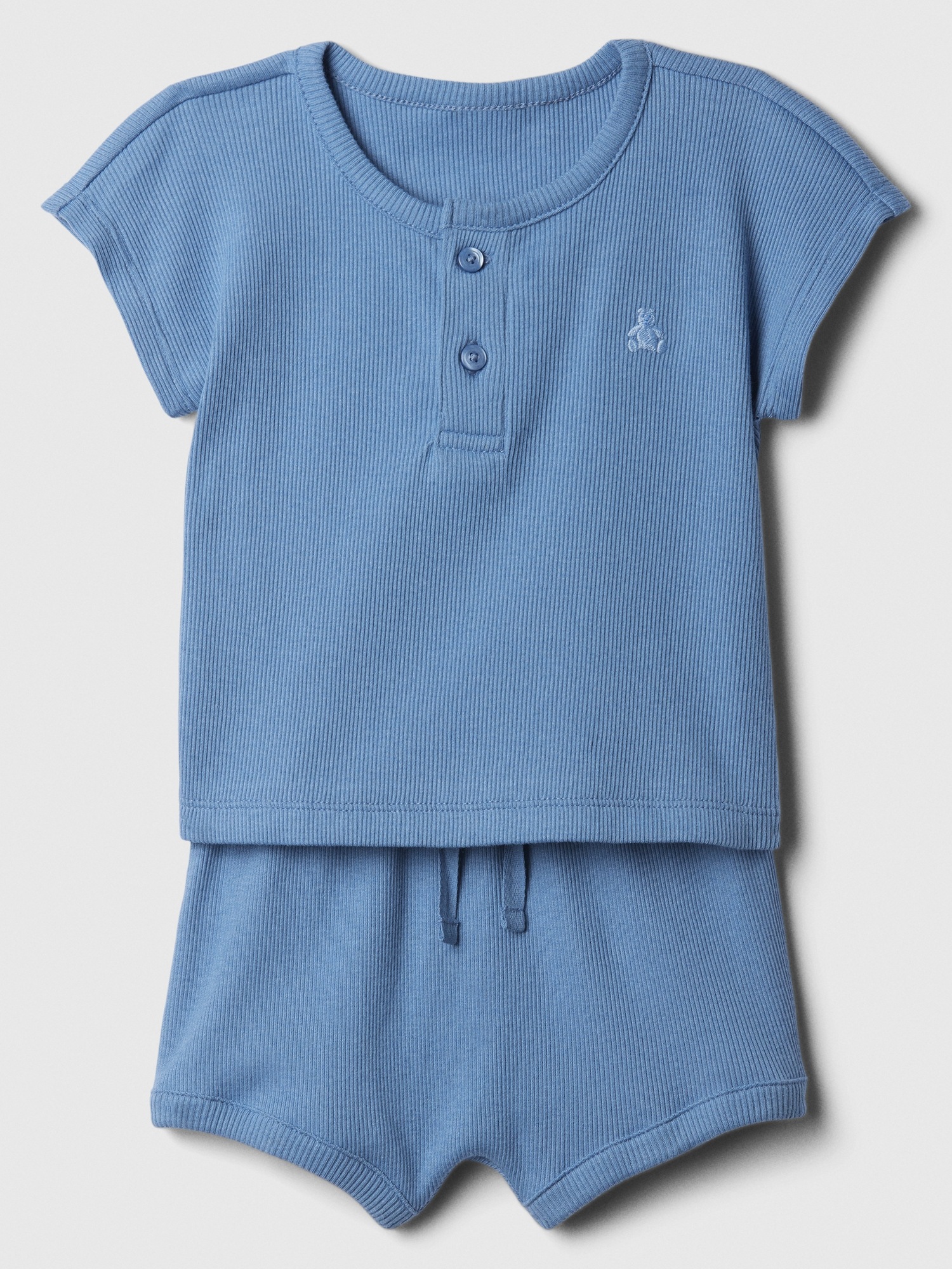 Baby Ribbed Henley Two-Piece Outfit Set