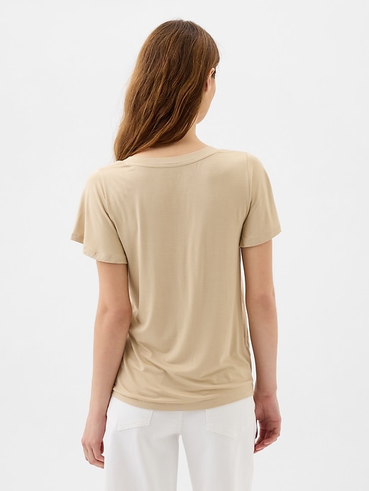 Image number 2 showing, Luxe Flutter Sleeve V-Neck T-Shirt