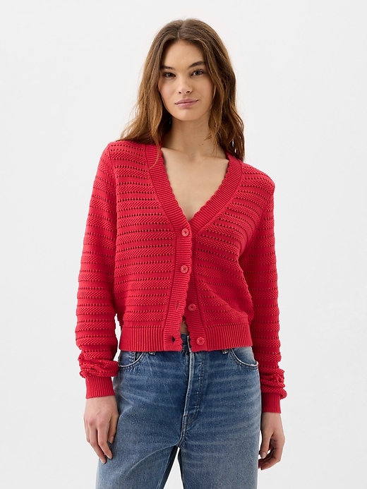 Image number 1 showing, Relaxed Mixed-Stitch Cardigan