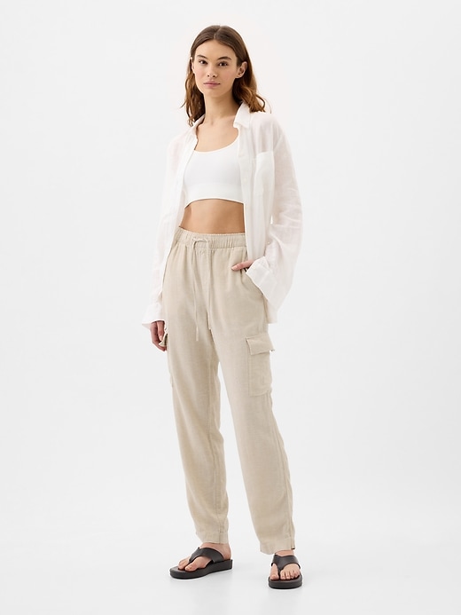 Image number 9 showing, Mid Rise Easy Linen-Blend Pants