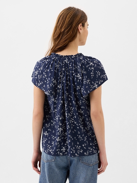 Image number 2 showing, Splitneck Print Flutter Sleeve Top
