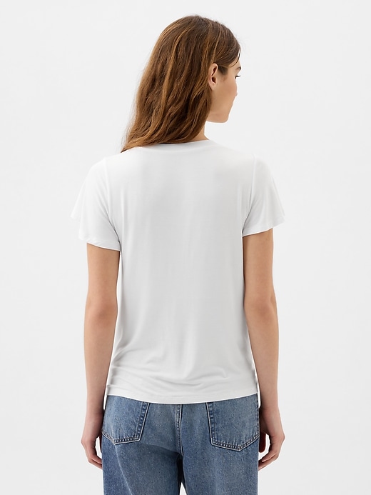 Image number 2 showing, Luxe Flutter Sleeve V-Neck T-Shirt