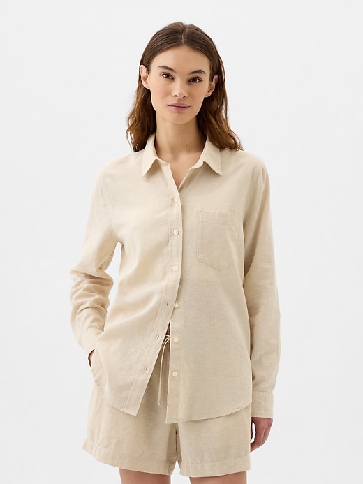 Image number 7 showing, Linen-Blend Easy Shirt