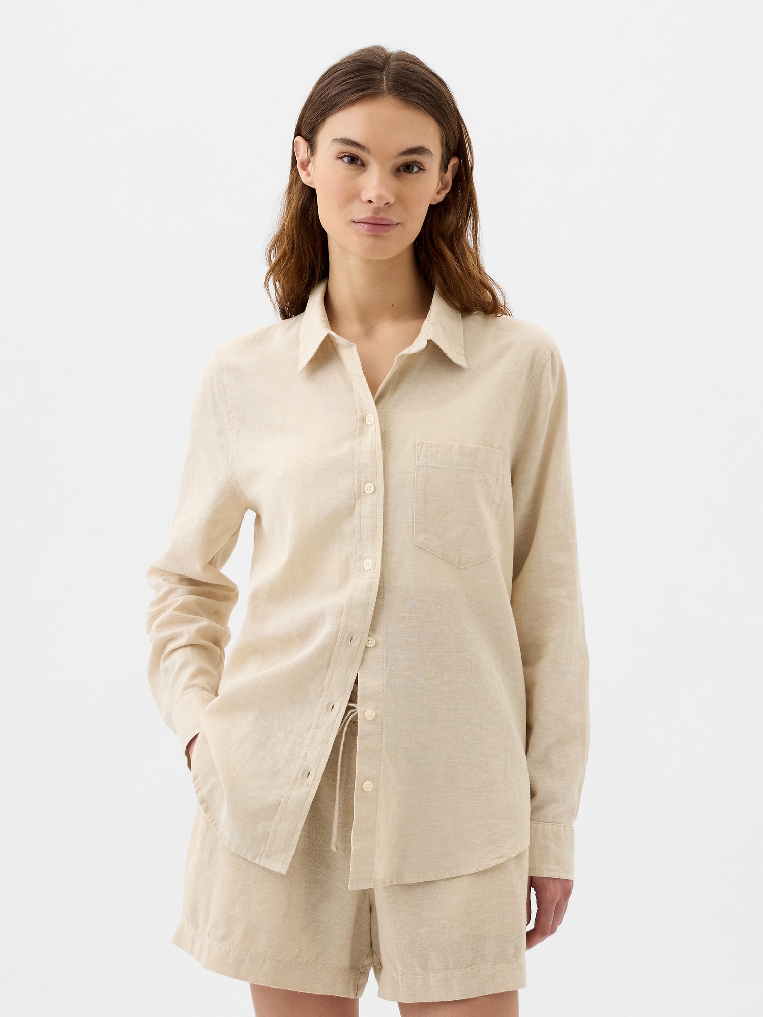 Linen-Blend Easy Shirt