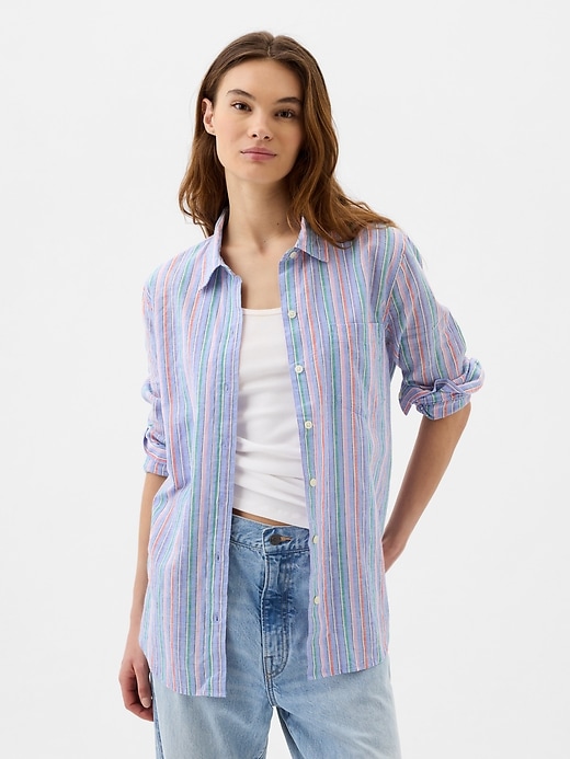 Image number 1 showing, Linen-Blend Easy Shirt
