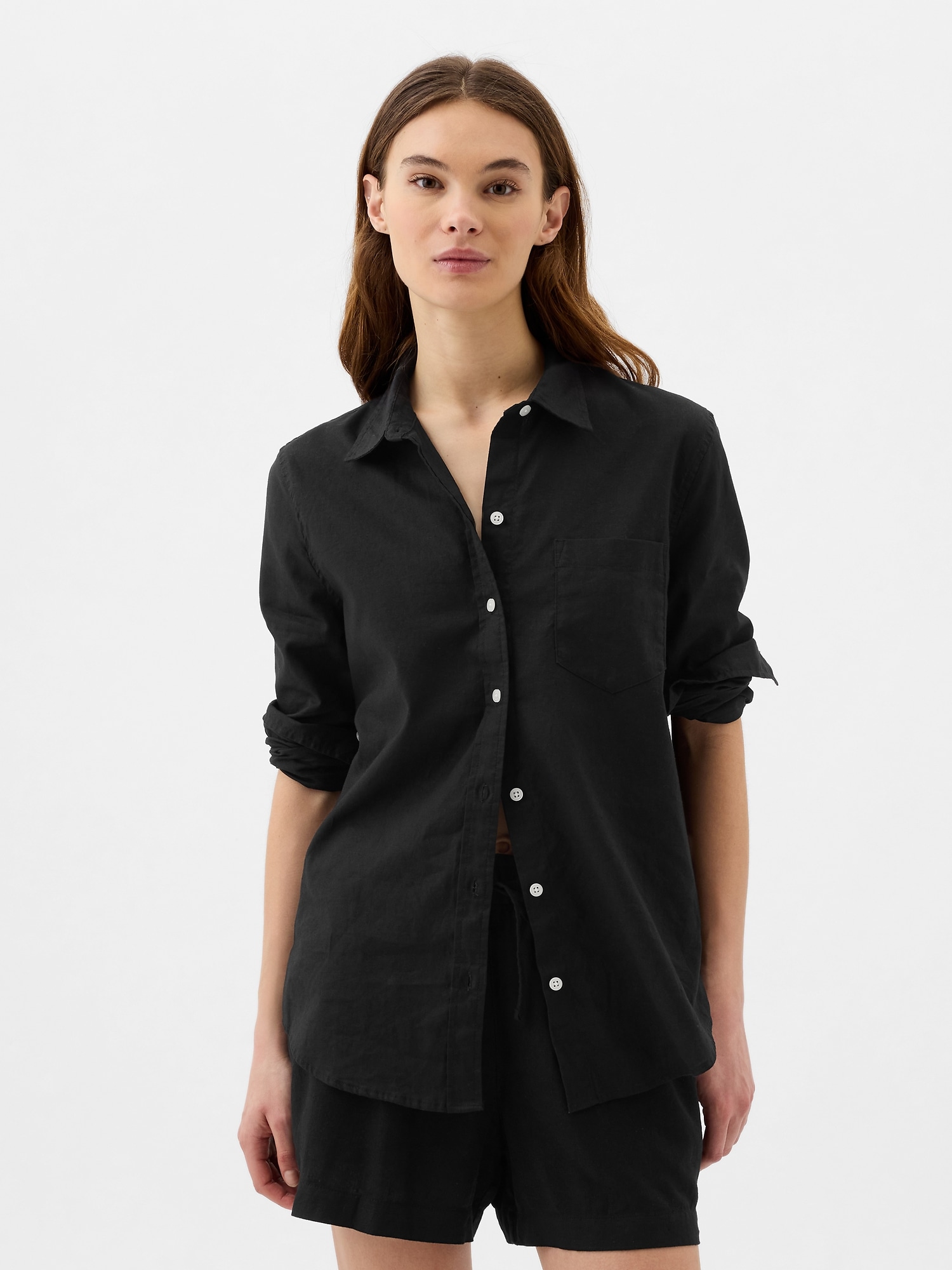 Linen-Blend Easy Shirt