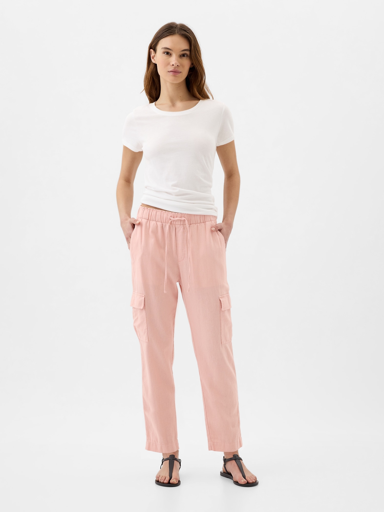 Mid Rise Easy Linen-Blend Pants