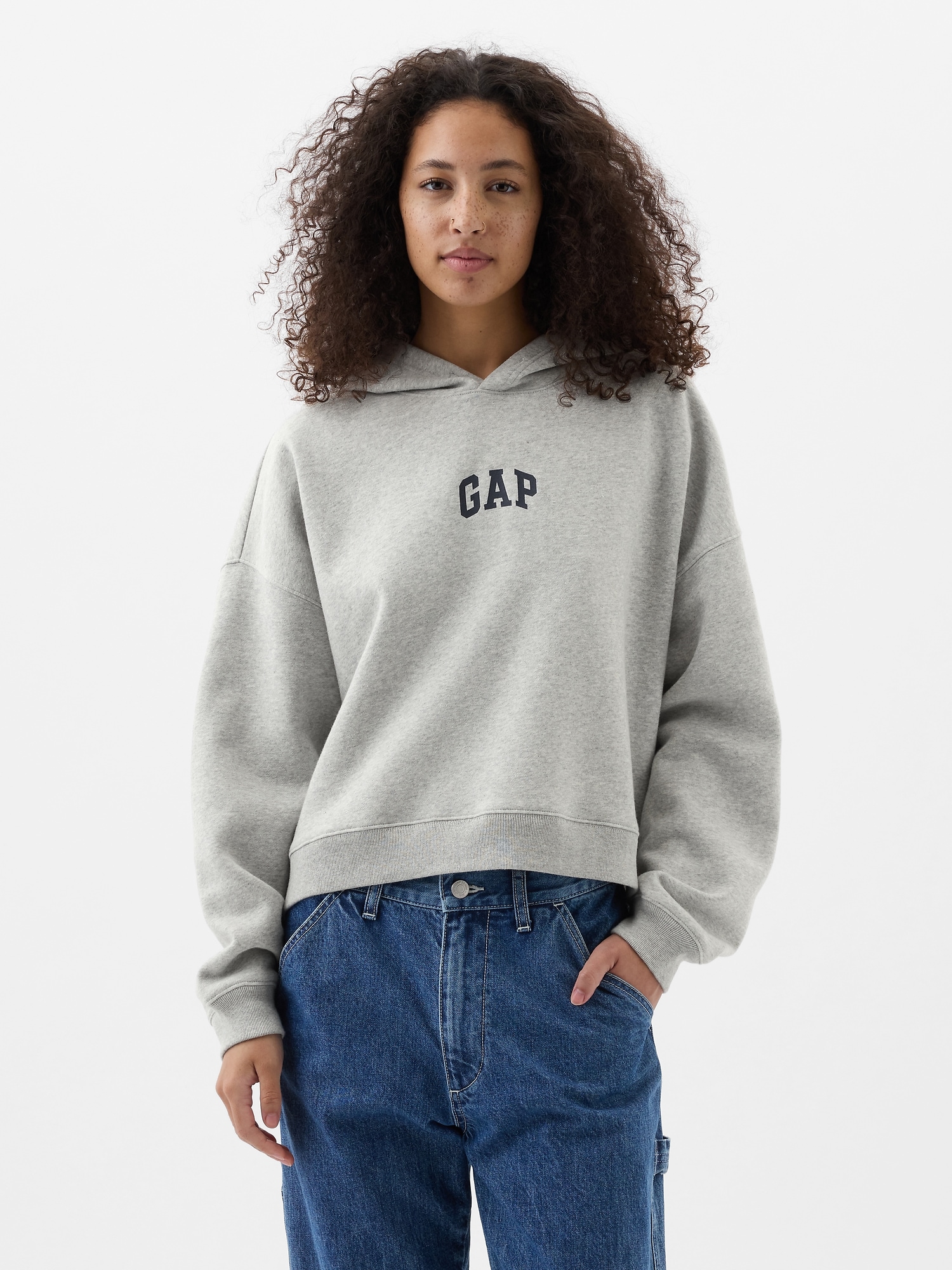 Relaxed Gap Mini-Logo Cropped Hoodie