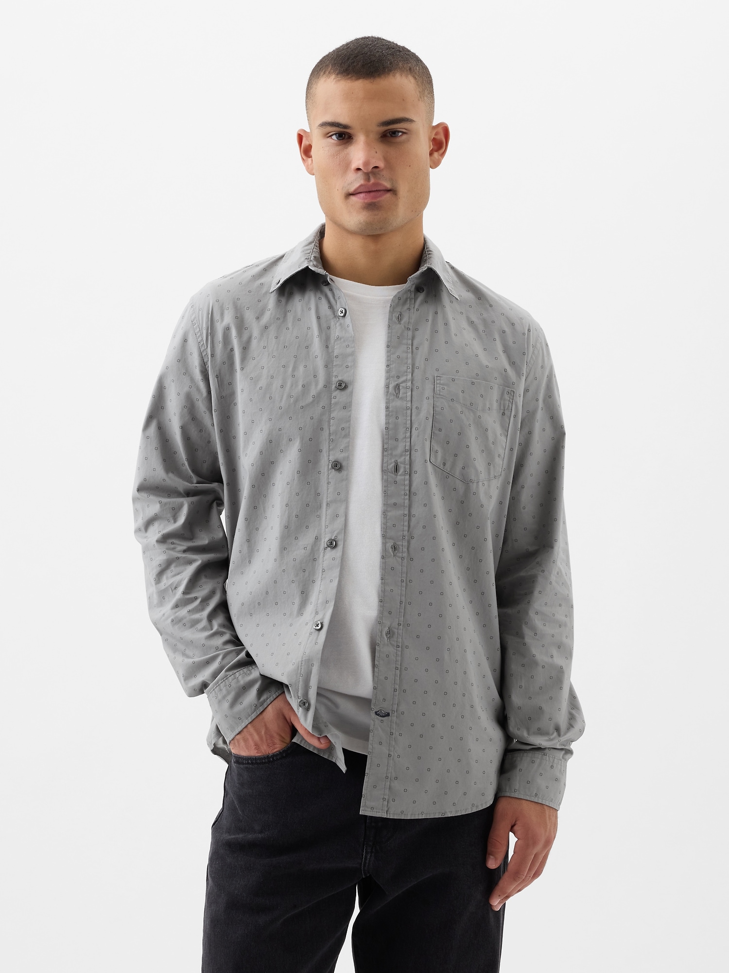 Stretch Poplin Shirt in Slim Fit