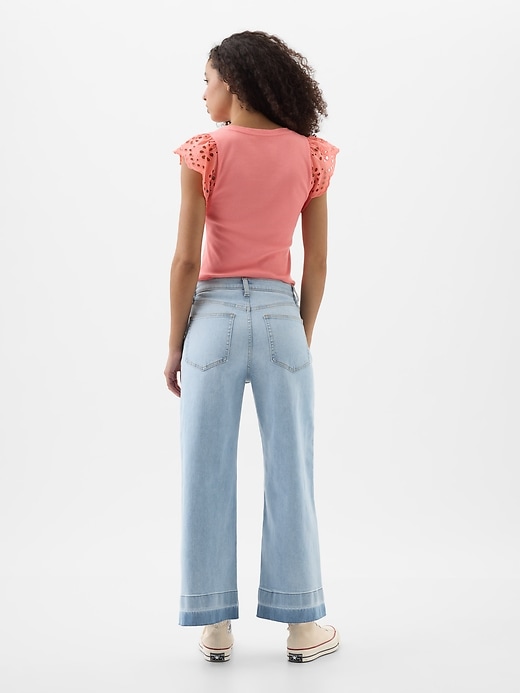 Image number 2 showing, High Rise Wide-Leg Crop Jeans