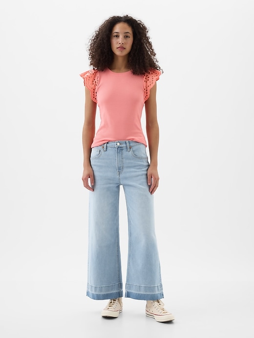 Image number 7 showing, High Rise Wide-Leg Crop Jeans