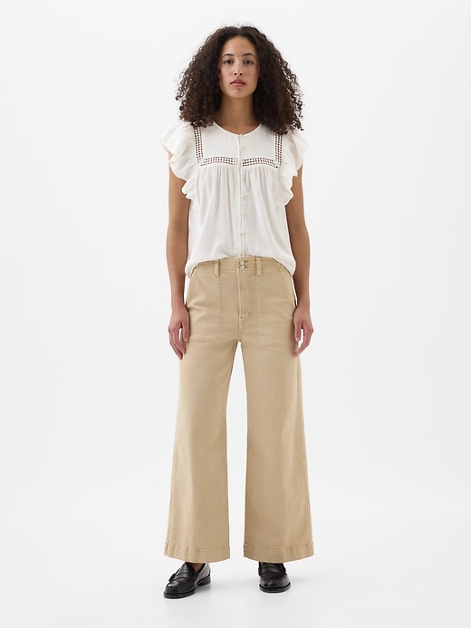 Image number 1 showing, High Rise Wide-Leg Crop Jeans