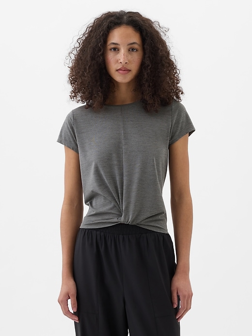 Image number 3 showing, GapFit Brushed Jersey Twist-Front T-Shirt