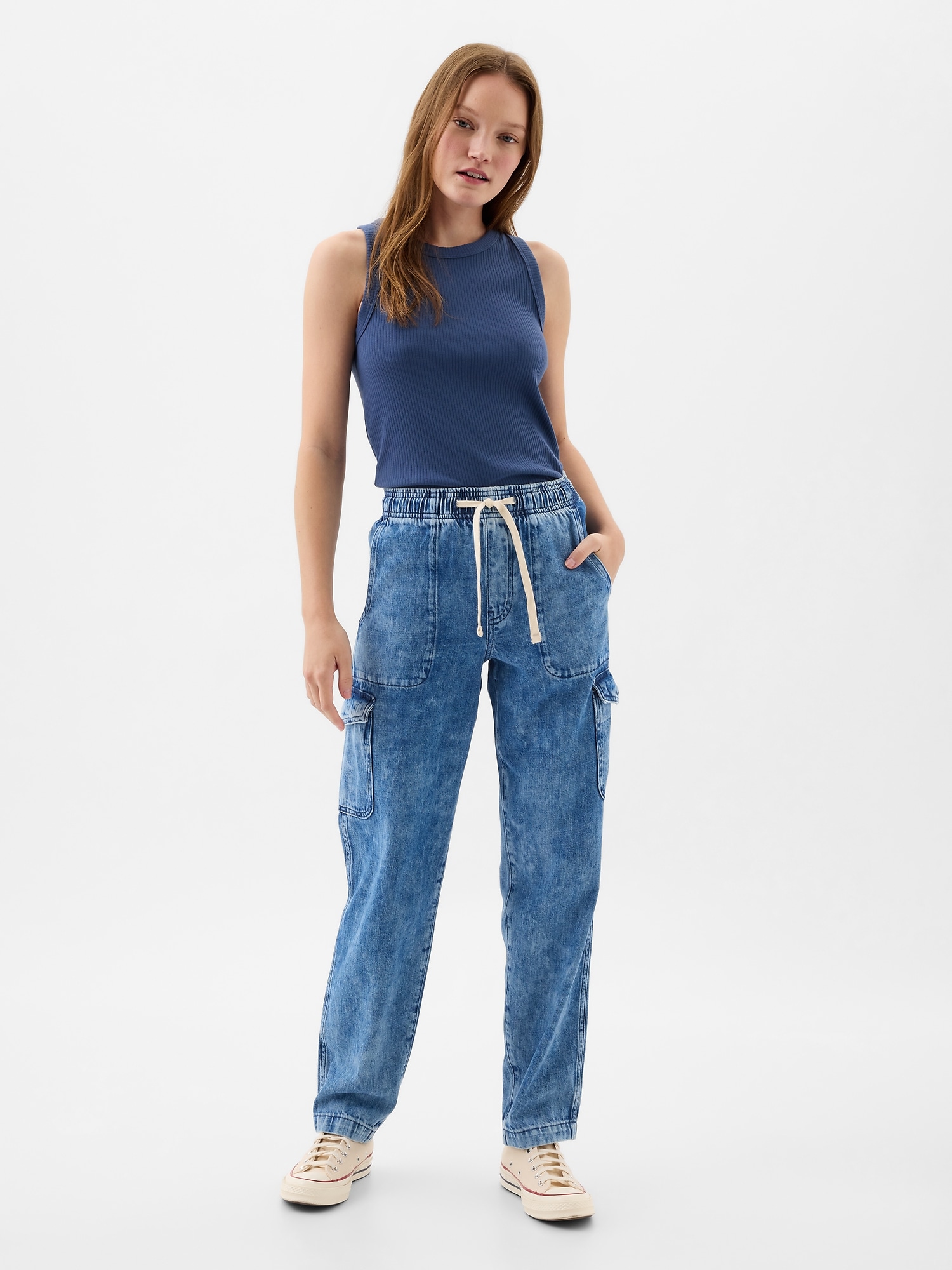 Women Casual Ripped Denim Cargo Pants - The Little Connection