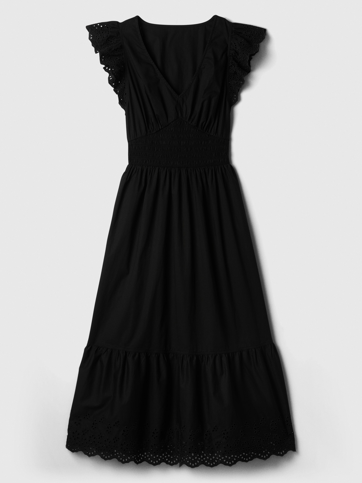 Eyelet Flutter Sleeve Midi Dress Gap Factory