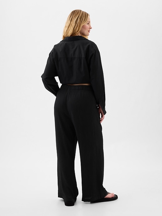 Image number 4 showing, Crinkle Wide-Leg Pull-On Pants