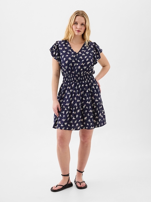 Image number 3 showing, Smocked Flutter Sleeve Mini Dress
