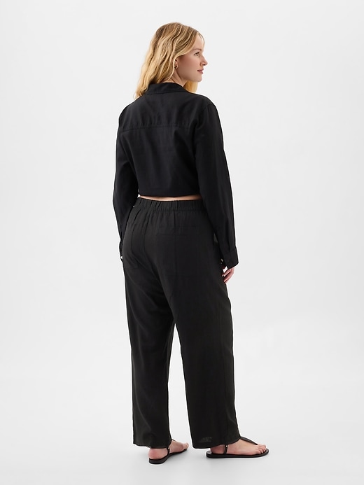 Image number 4 showing, Linen-Blend Straight Pull-On Pants