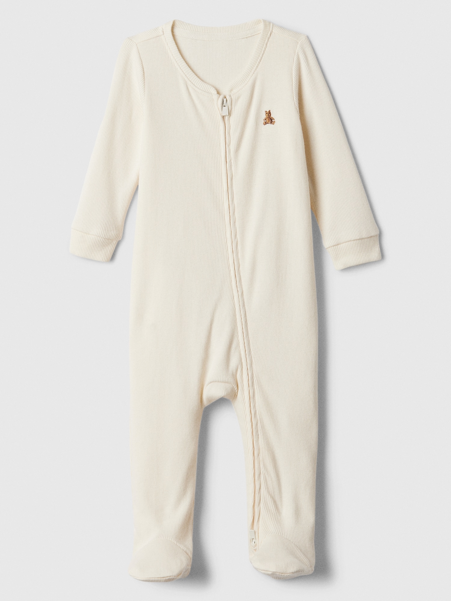 Baby Ribbed Two-Way Zip One-Piece