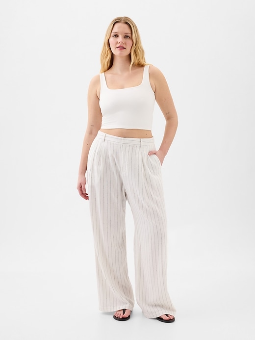 Image number 3 showing, Easy Wide-Leg Linen-Blend Trousers