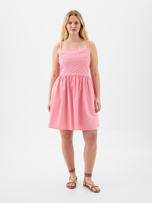 Image number 3 showing, Squareneck Eyelet Mini Dress