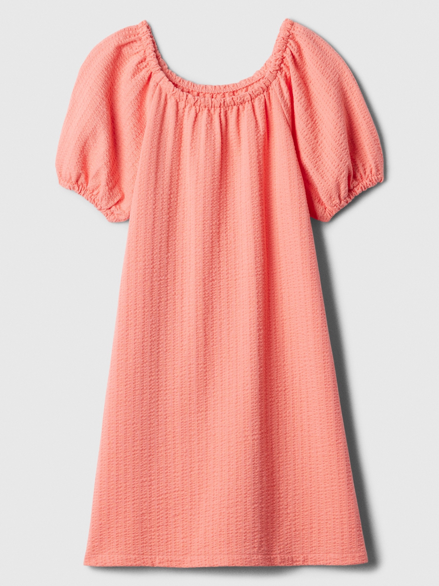 Kids Crinkle Cotton Puff Sleeve Dress