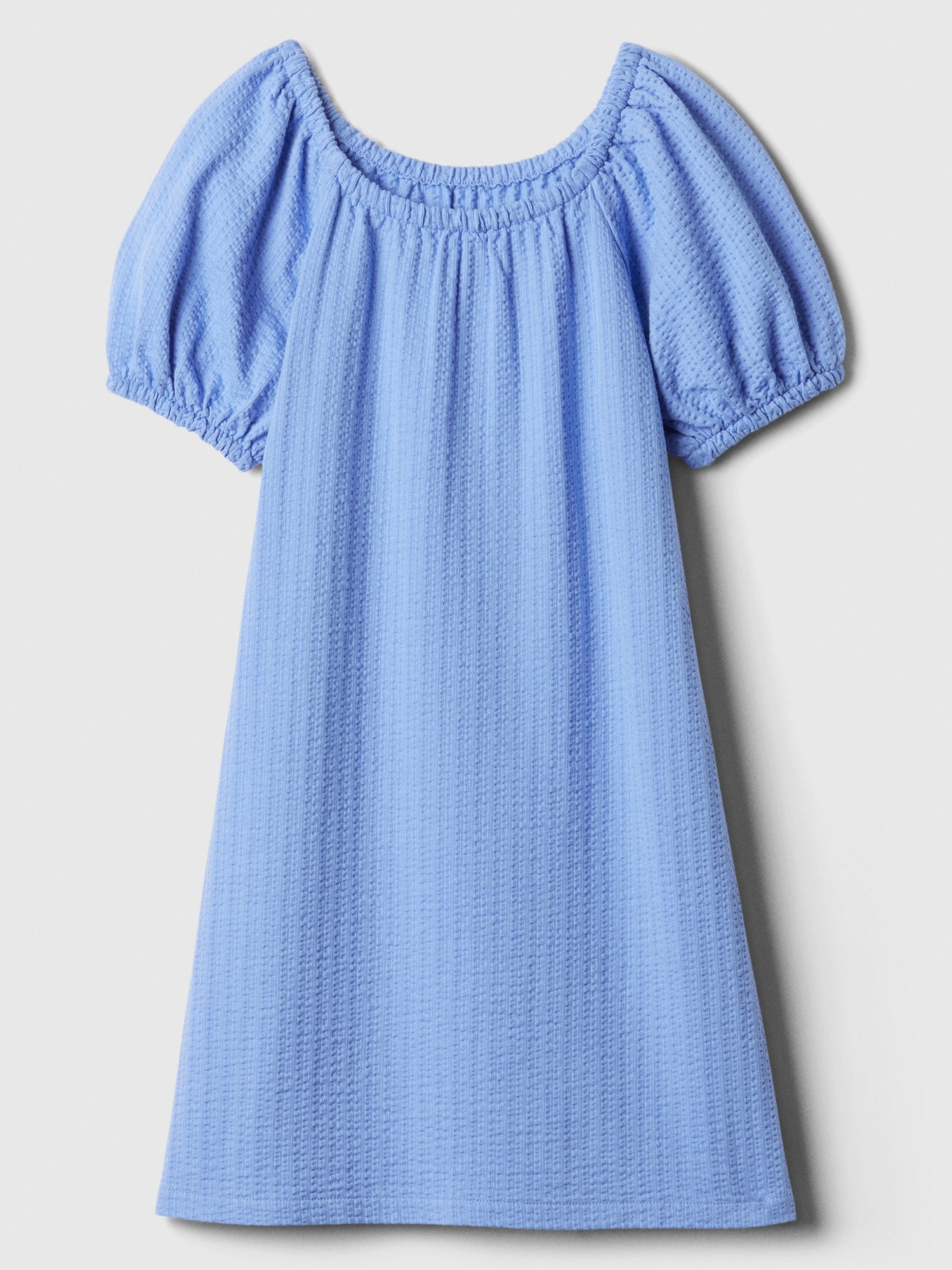Kids Crinkle Cotton Puff Sleeve Dress