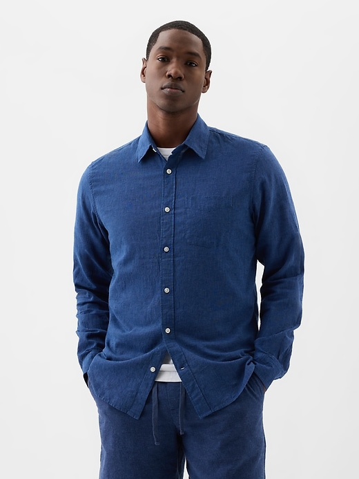 Image number 1 showing, Linen-Blend Shirt in Standard Fit