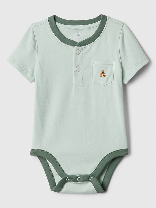 View large product image 1 of 1. Baby Pocket Henley Bodysuit