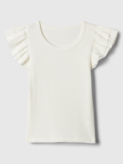 Image number 1 showing, Kids Ribbed Flutter Sleeve T-Shirt