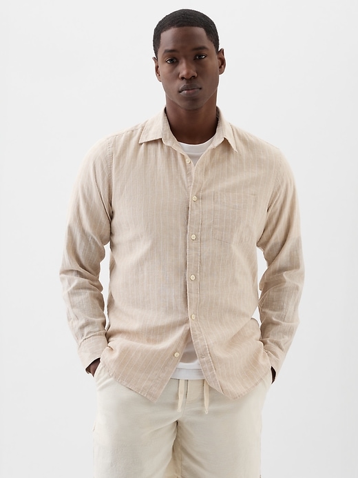 Image number 1 showing, Linen-Blend Shirt in Standard Fit