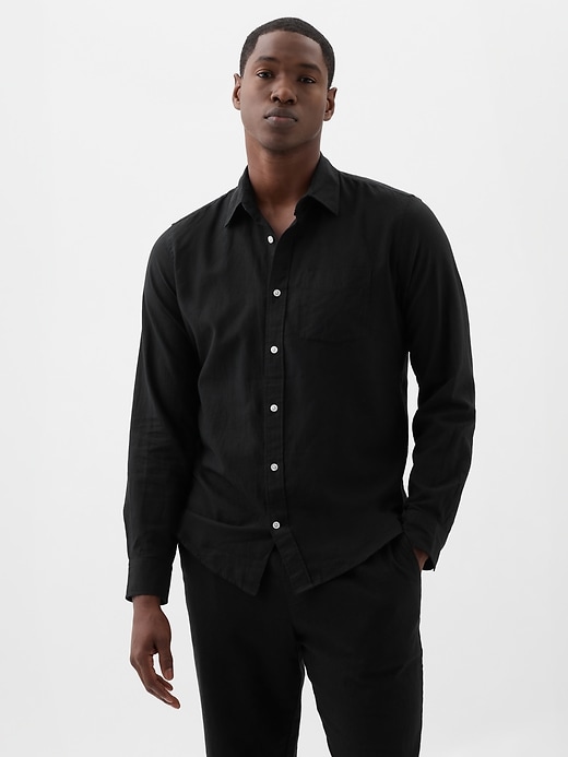 Image number 1 showing, Linen-Blend Shirt in Standard Fit