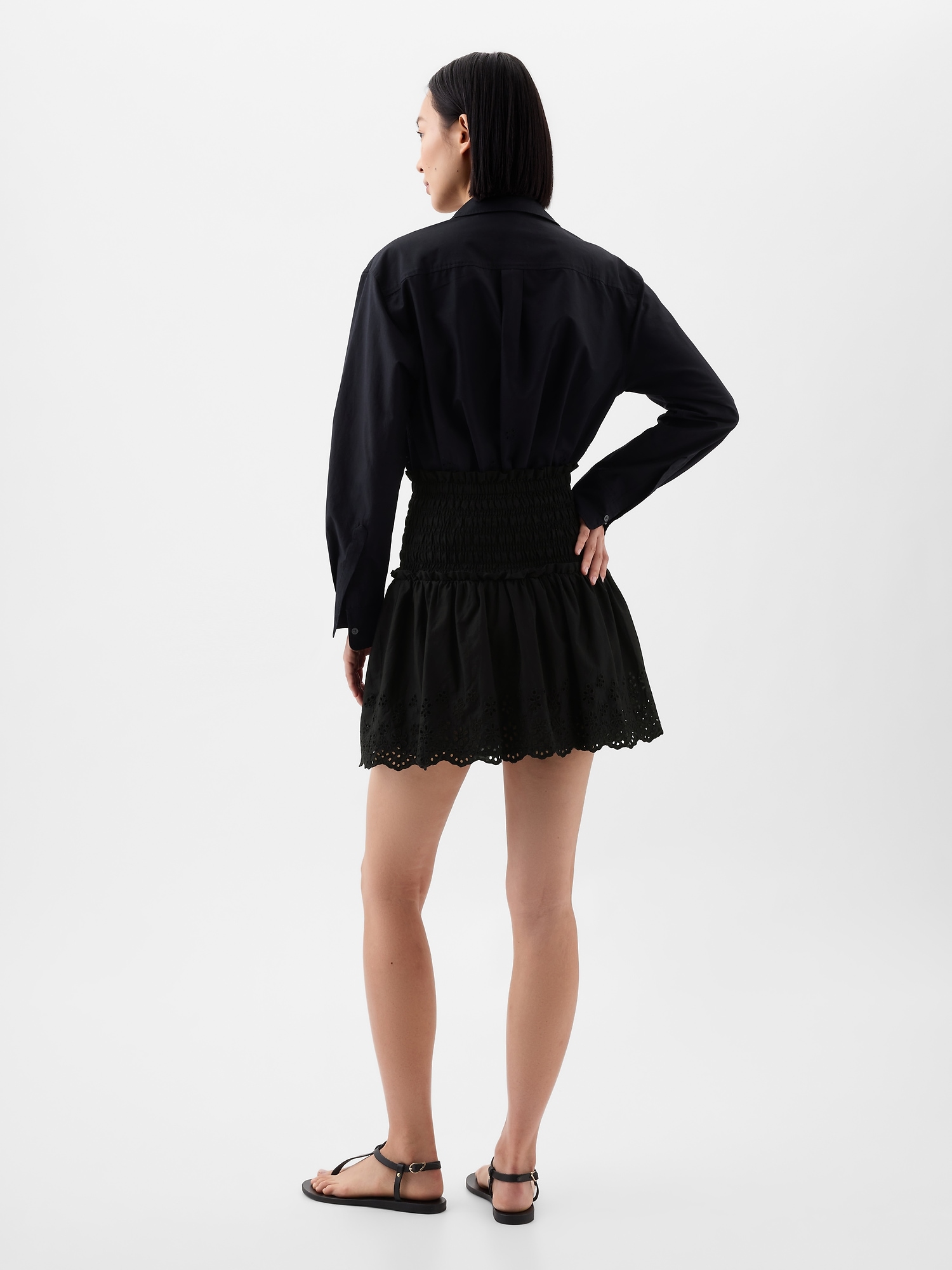 【GLOWNY】24SS★ PROVINCE EYELET MINI SKIRT (S,M) PROVINCE EYELET MINI SKIRT (BLACK) - GLOWNY