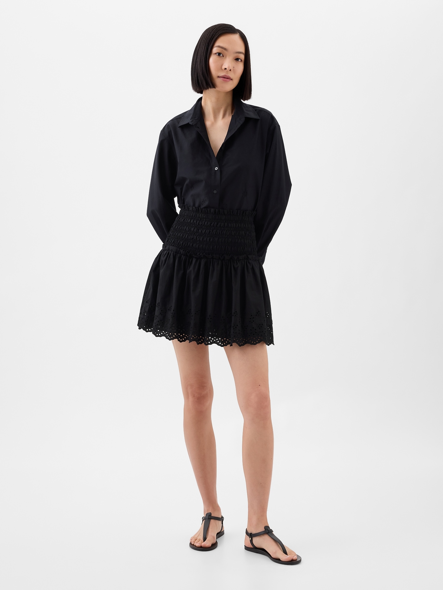 Smocked Eyelet Mini Skirt | Gap Factory