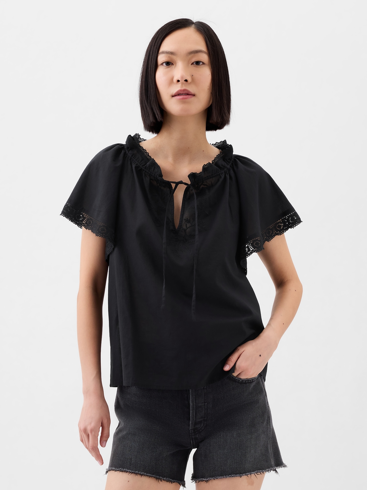 Splitneck Lace Top | Gap Factory