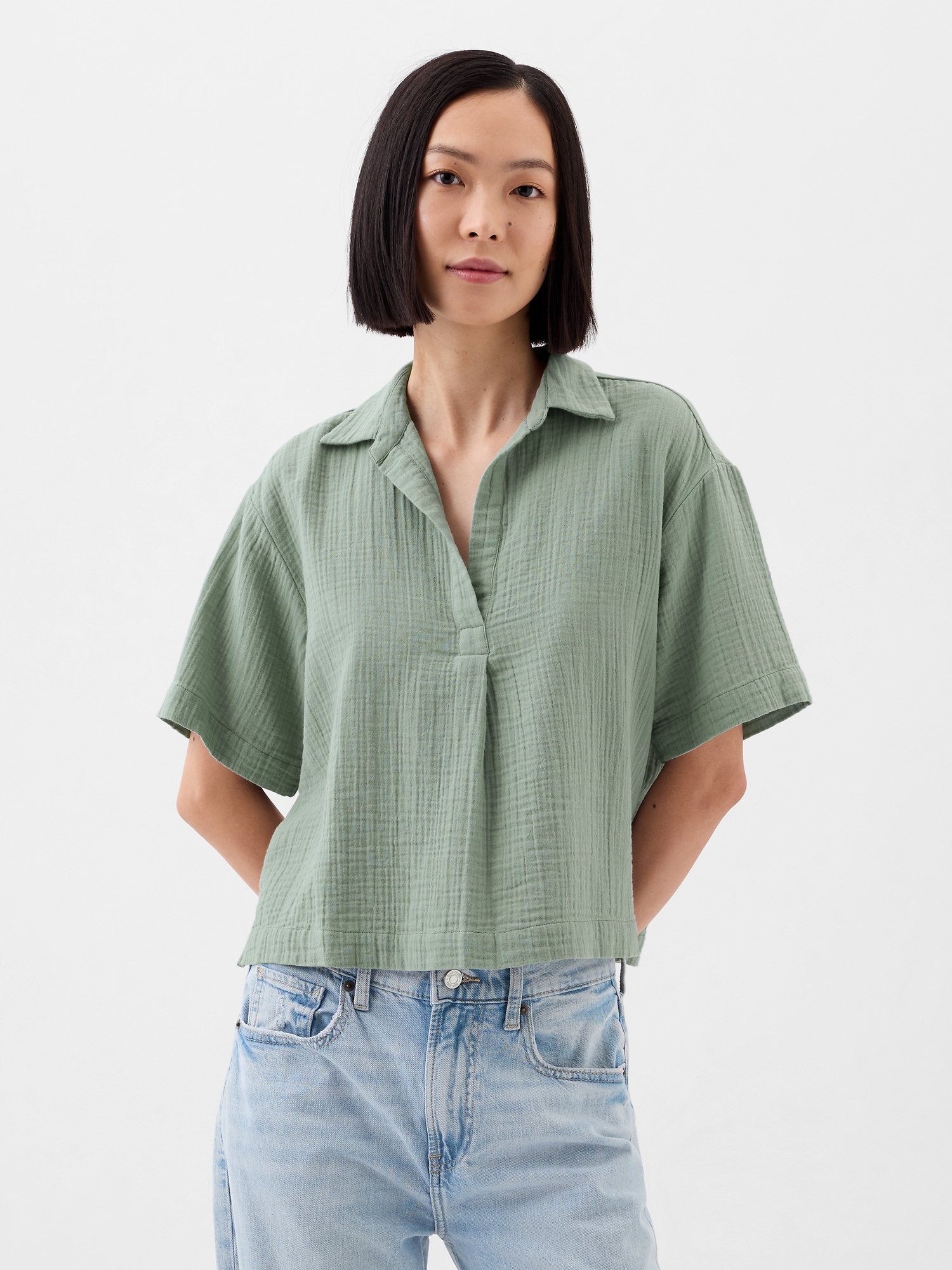 Relaxed Gauze Popover Top