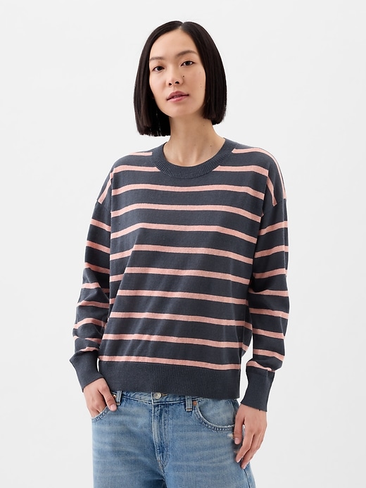 Image number 1 showing, Linen-Blend Crewneck Sweater