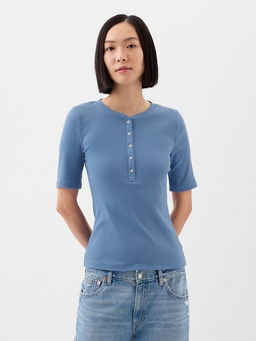 Image number 1 showing, Ribbed Henley T-Shirt
