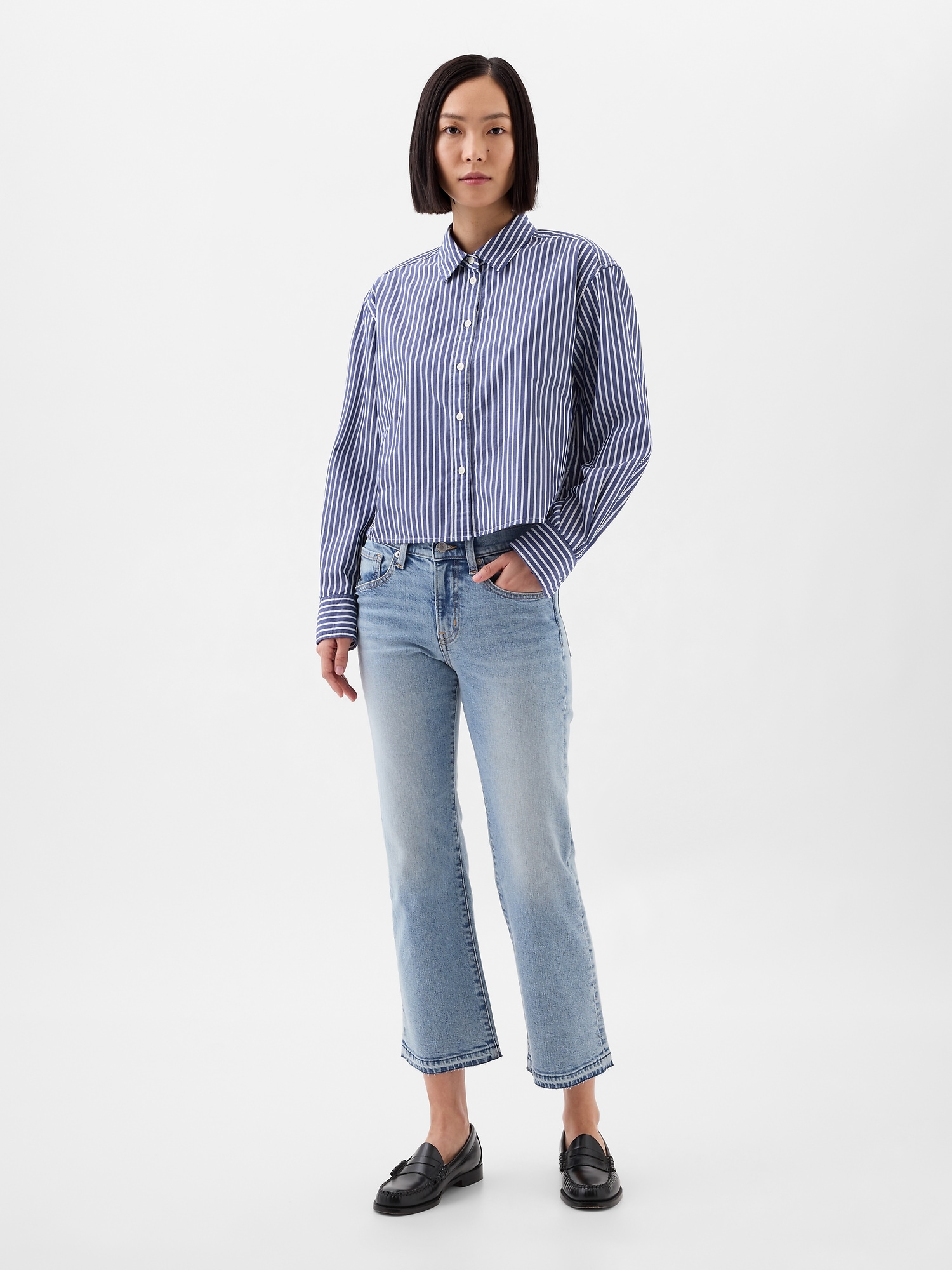 Mid Rise Kick Fit Jeans - Blue