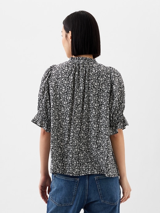 Image number 2 showing, Print Puff Sleeve Ruffle Top