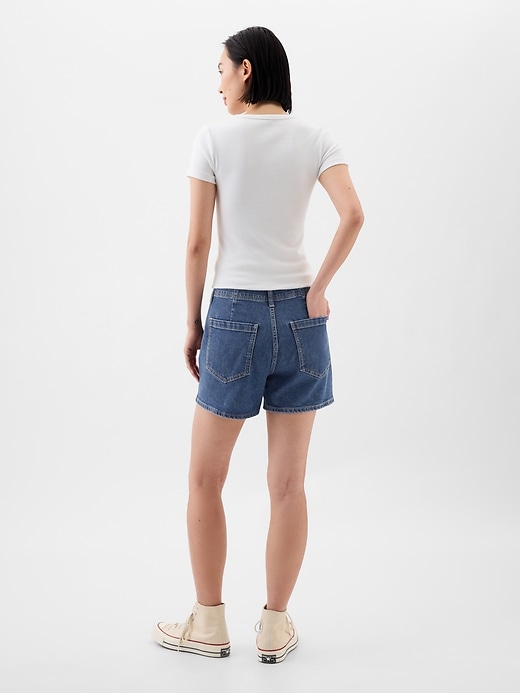 Image number 2 showing, 4" High Rise Denim Utility Shorts