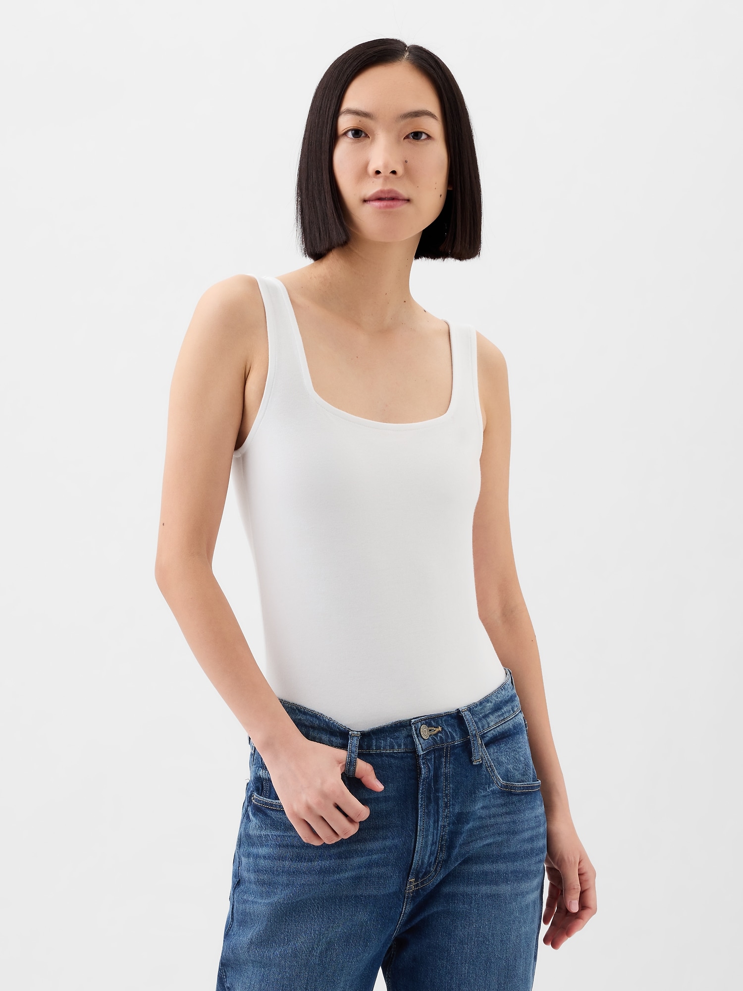 Fitted Squareneck Bodysuit Gap Factory