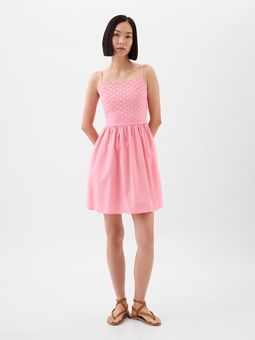 Image number 1 showing, Squareneck Eyelet Mini Dress