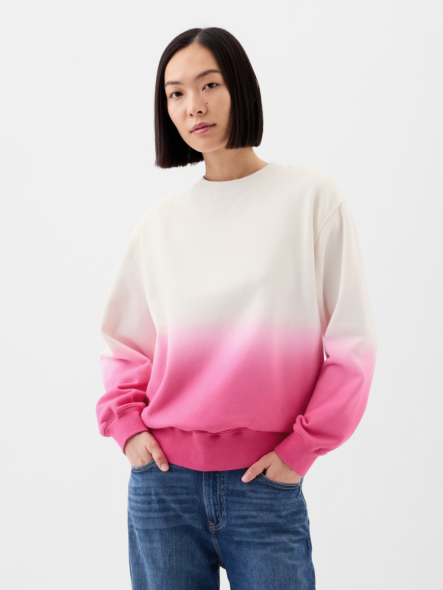 Relaxed Dip Dye Crewneck Sweatshirt Gap Factory