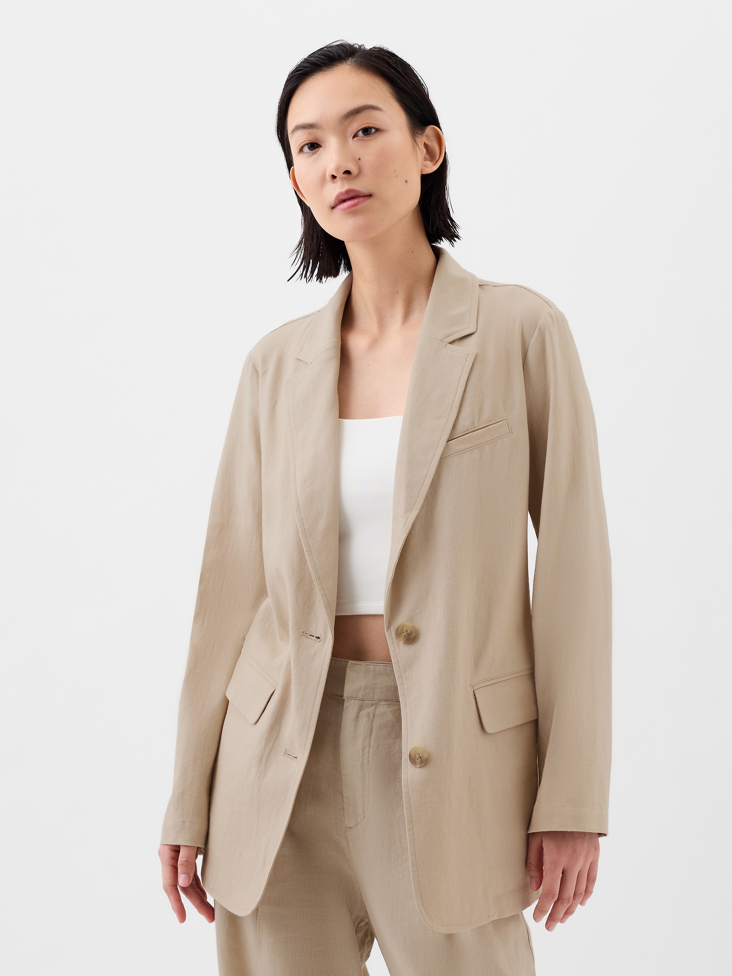 Relaxed Linen-Blend Blazer