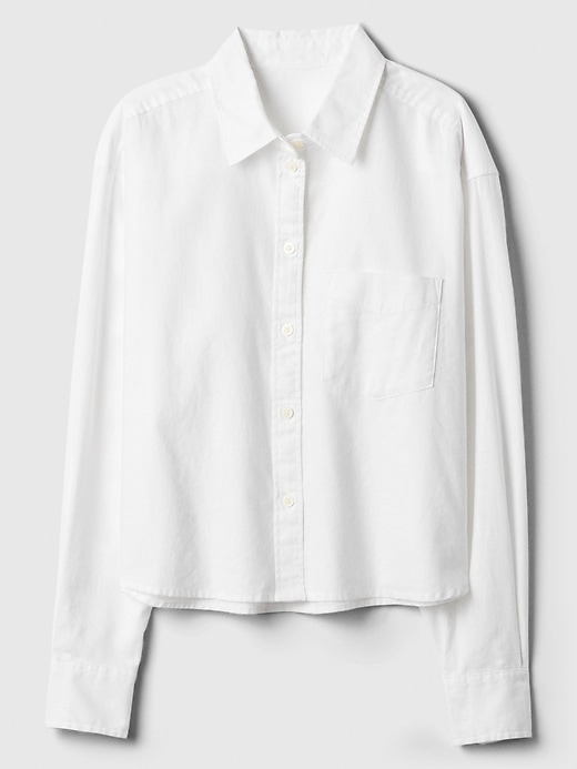 Image number 3 showing, Cropped Linen-Blend Shirt