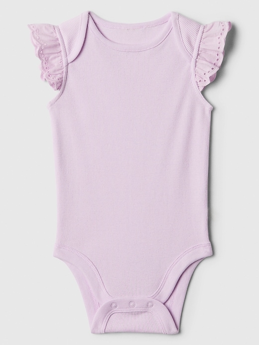 View large product image 1 of 1. Baby Ribbed Flutter Sleeve Bodysuit