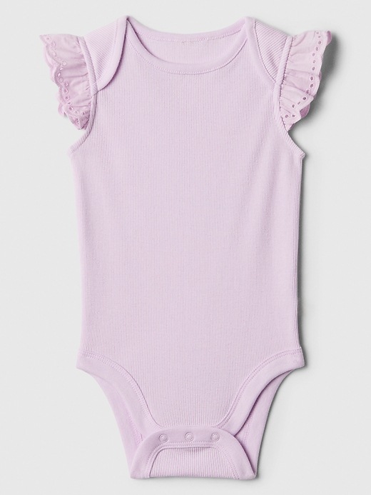 Baby Ribbed Flutter Sleeve Bodysuit Gap Factory