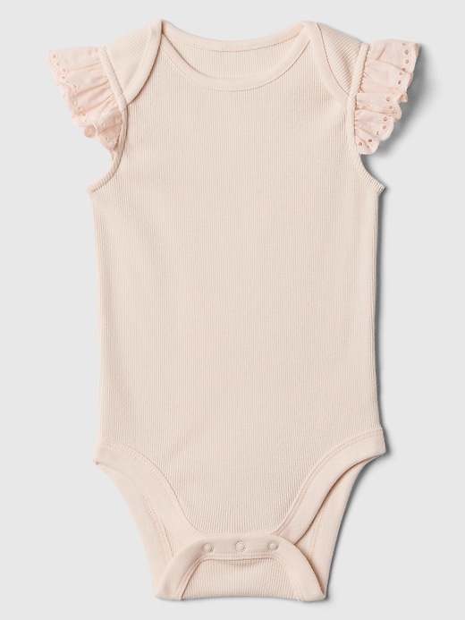 View large product image 1 of 1. Baby Ribbed Flutter Sleeve Bodysuit