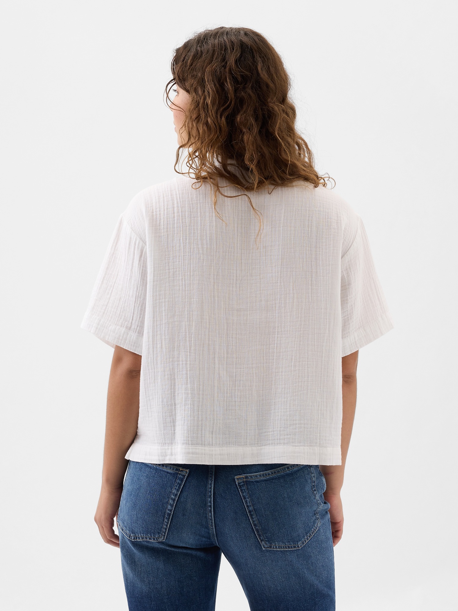Relaxed Gauze Popover Top | Gap Factory